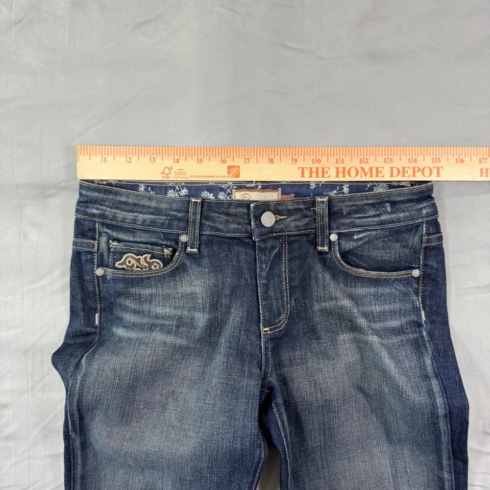Paige Premium Denim Flare Jeans Hollywood Hills Women's 28 Y2K Embroidery - Picture 7 of 13